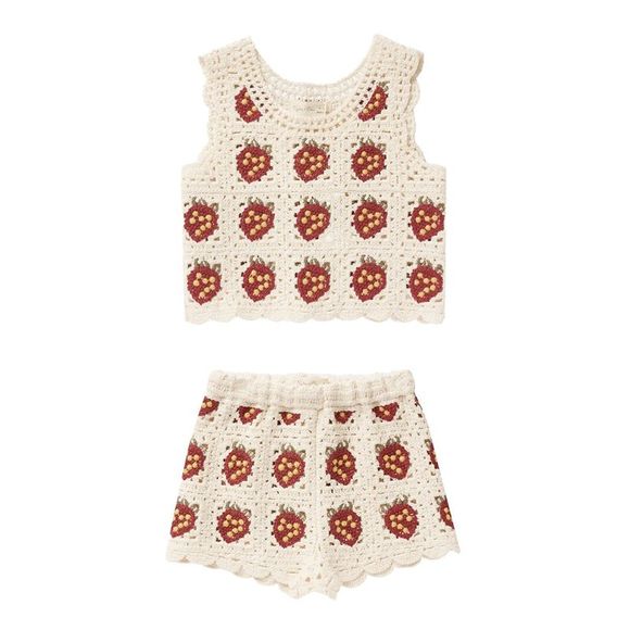 RYLEE + CRU CROCHET TANK SET CITRON DAISY CHECK main image 0